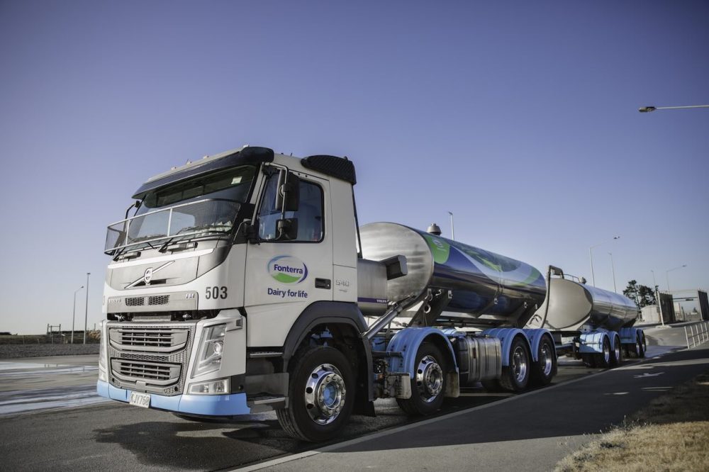 Fonterra tanker transporting milk